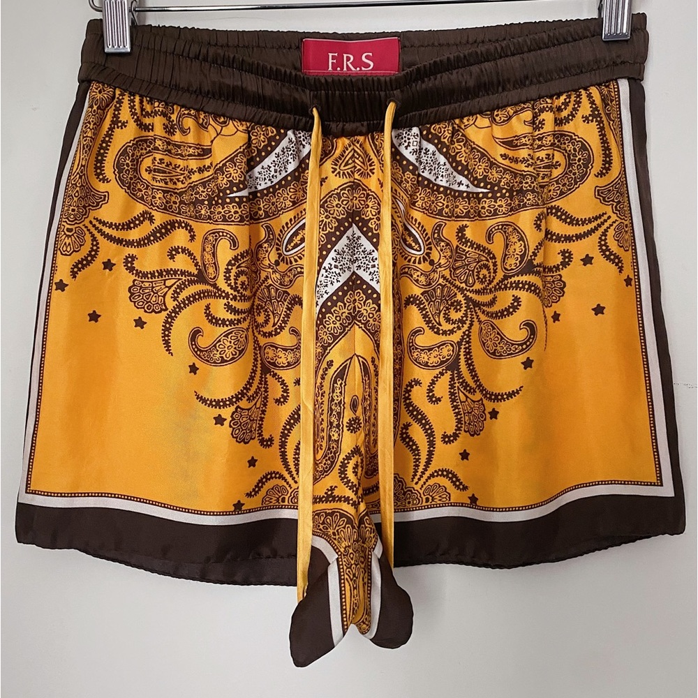 Yellow Paisley SILK Shorts